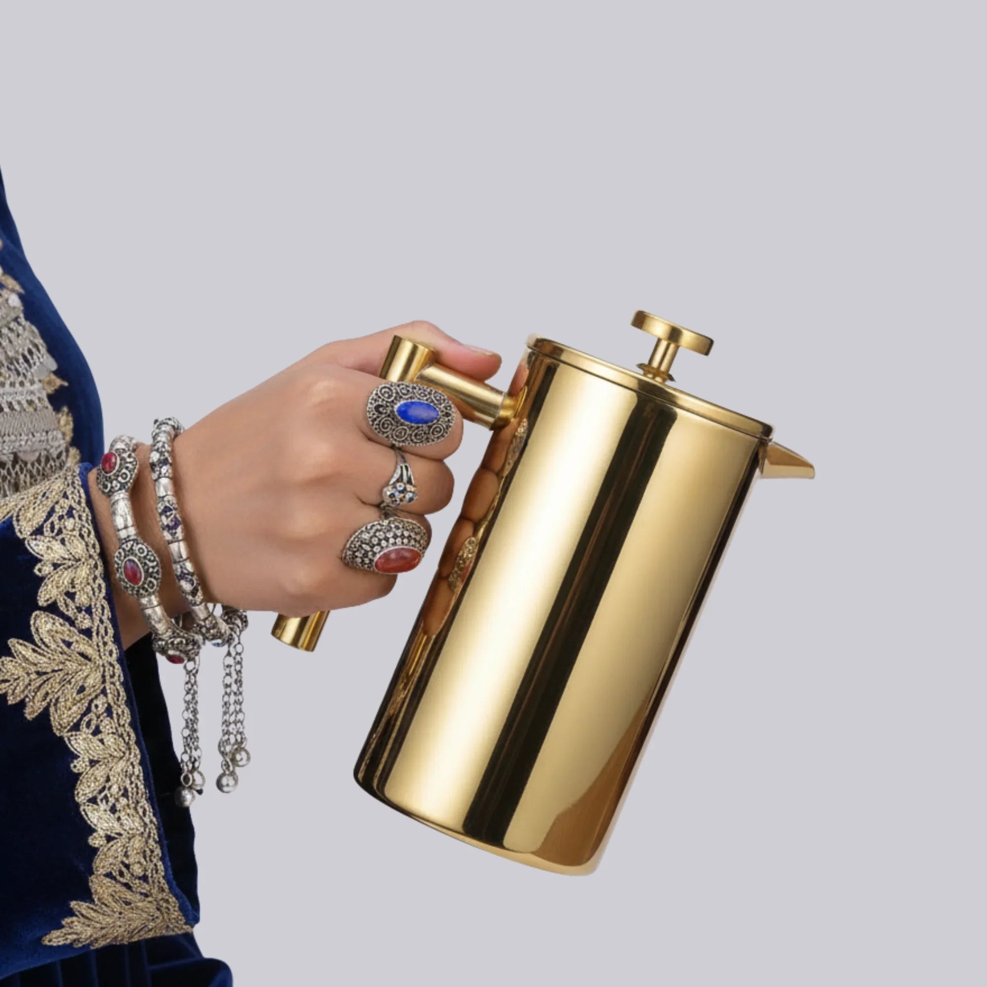 Gold Double-Wall Stainless Steel French Press – Afghan Saffron Co.