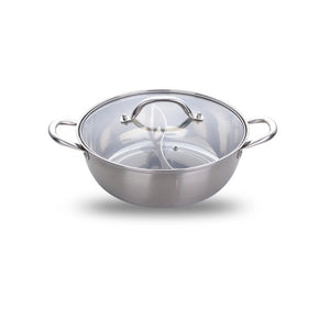 Divided Stainless Steel Hot Pot with Lid